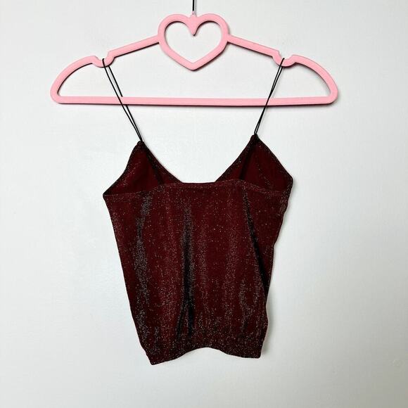 Intimately by Free People NWOT Red Metallic Scoop Neck Brami Crop Top Size XS/S - Picture 4 of 5